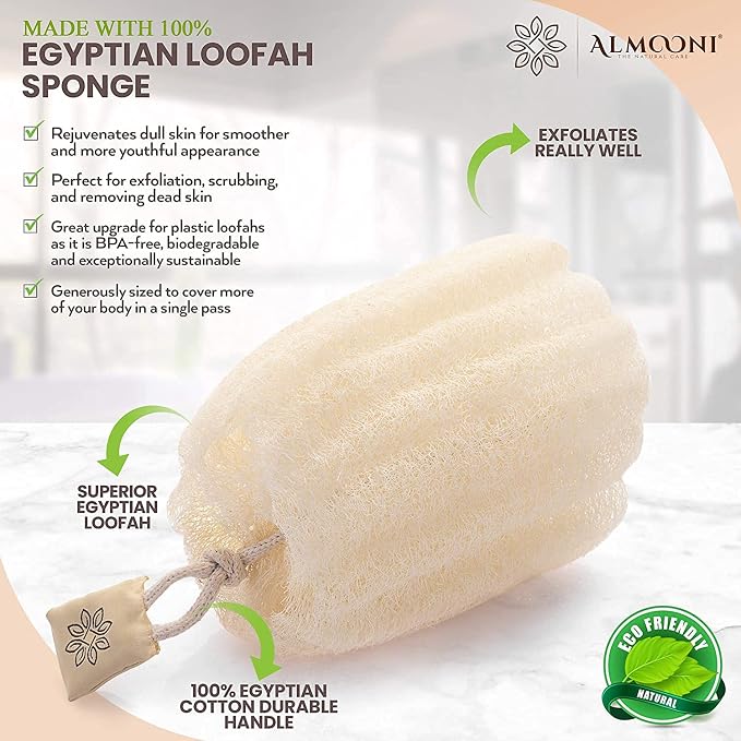 Almooni Natural Loofah Exfoliating Body Scrubber - Image 2