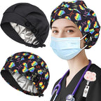 2 Pack Satin Lined Bouffant Scrub Caps by Yuest