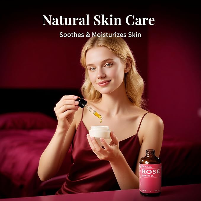 SU JUABA Rose Essential Oil 4 Fl Oz, 100% Pure Rose Oil - Image 2