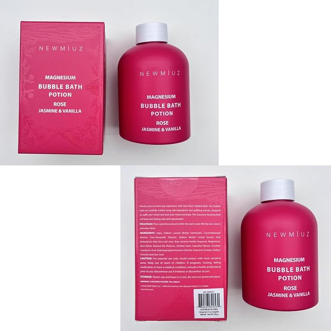 Magnesium Bubble Bath Rose Jasmine Vanilla Long Lasting Foam - Image 9