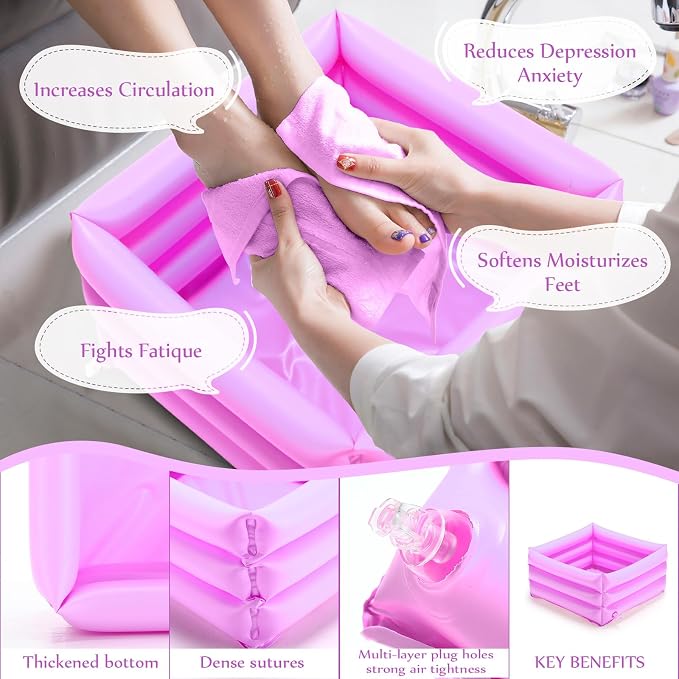 FillTouch 12 Pcs Foot Spa Kit for Girls Kids 12.5''x12.5''x8.3'' Foot Care Bath - Image 4