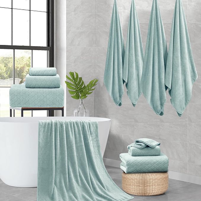 Ycosy 8-Piece Bath Towels Set, 2 Oversized Bath Sheet, 2 Hand Towels and 4 - Image 7
