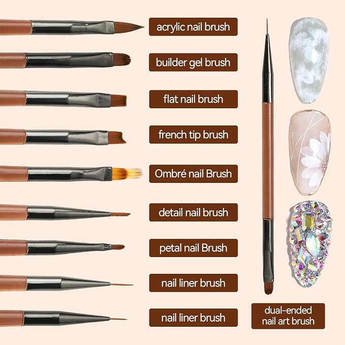 Nail Art Brushes Set with Nail Stand Holder - Image 4