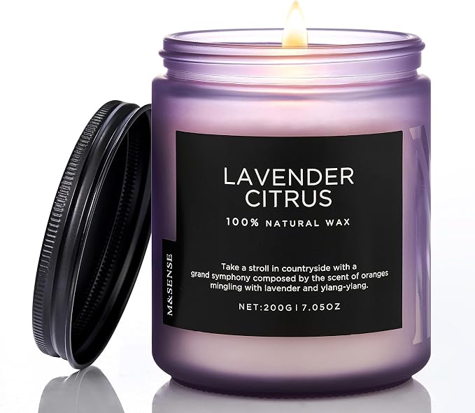 M&SENSE Lavender Citrus Scented Candles, 7.05oz Organic Soy Wax, 50 Hours Clean by MSENSE