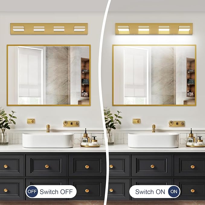 SineRise LED Modern Bathroom Vanity Light Fixtures, Brass Modern Acrylic - Image 6