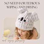 Microfiber Hair Towel Wrap for Kids, Koala Dry Hair Cap Suck Water, Absorbent - Image 4
