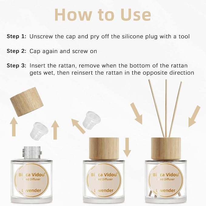 Reed Diffuser Set, Binca Vidou Lavender & Osmanthus Natural Perfume Scent Oil - Image 9