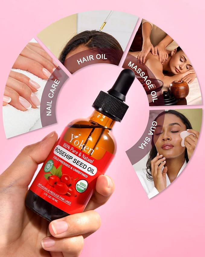 Yoken Organic Rosehip Seed Oil for Face, 100% Pure and Natural Cold Pressed - Image 5