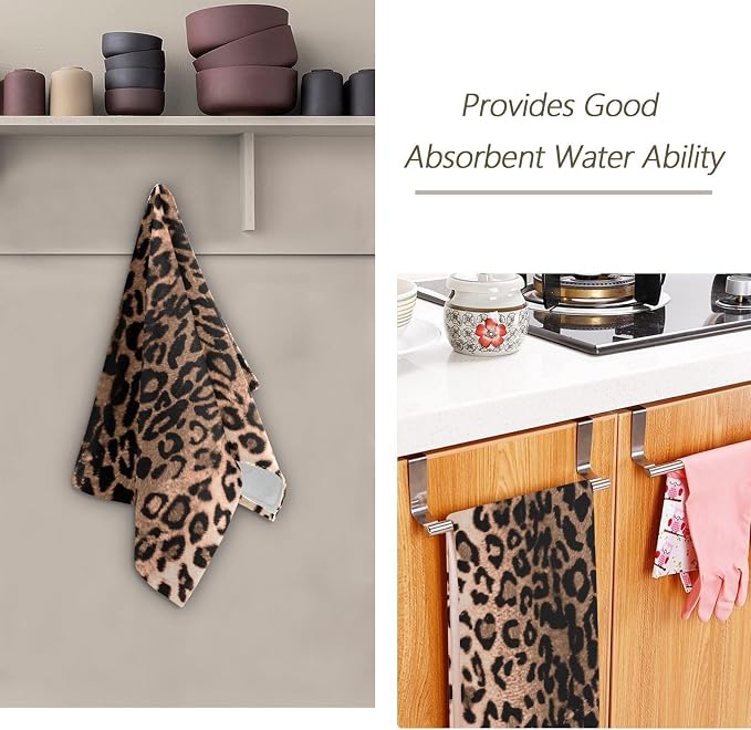 Brown Black Leopard Print Hand Towels - Image 6