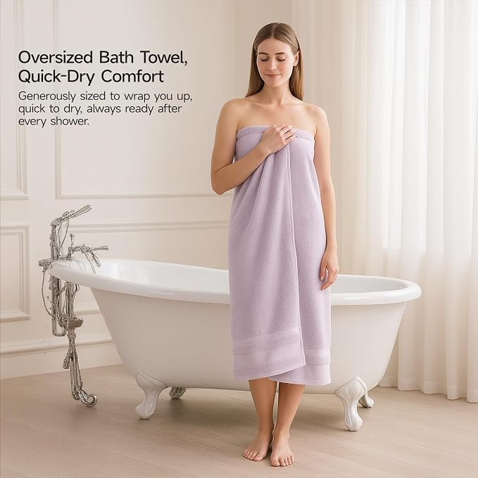 REDKISS 100% Cotton Bath Towels Set of 2, Extra Large Bath Sheets 35 X 70 Inches - Image 3