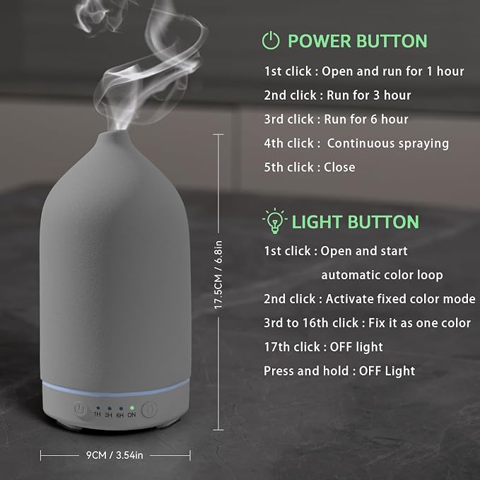 Gooamp 200ML Ceramic Essential Oil Diffuser - Image 4