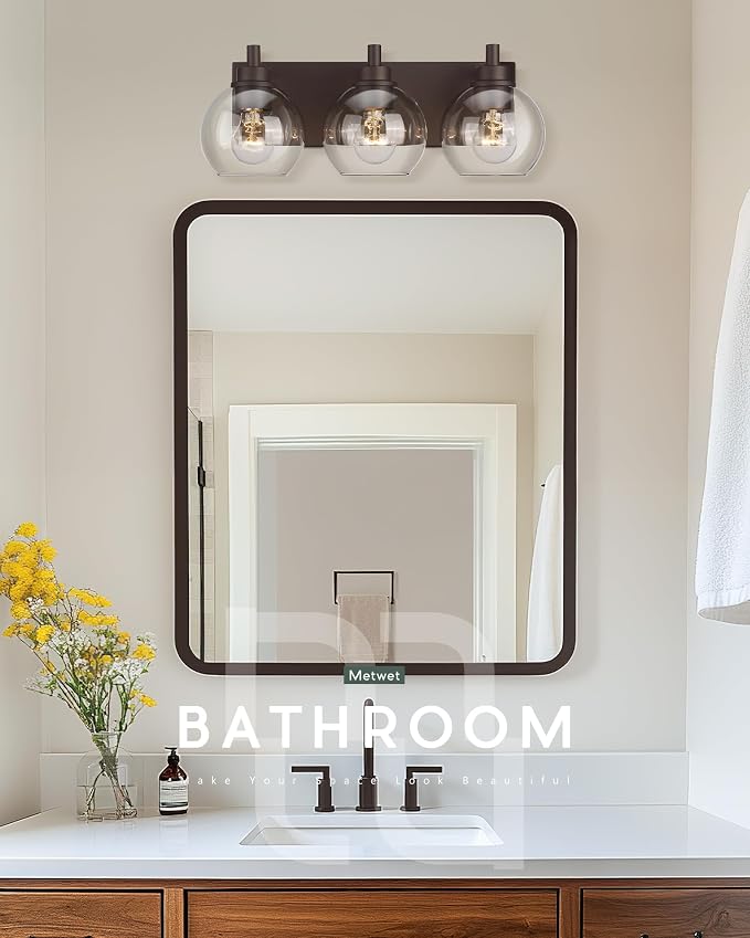 Bathroom Light Fixtures Over Mirror, 3-Light Oil Rubbed Bronze Vanity Light - Image 5
