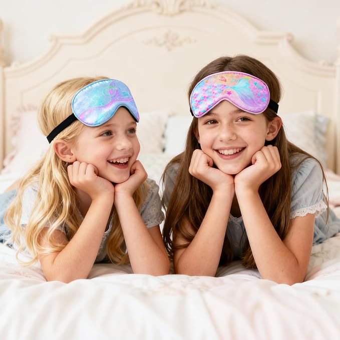 OlyPegic 2 Pcs Kids Sleep Mask Girls Silk Eye Mask Sleeping - Image 6