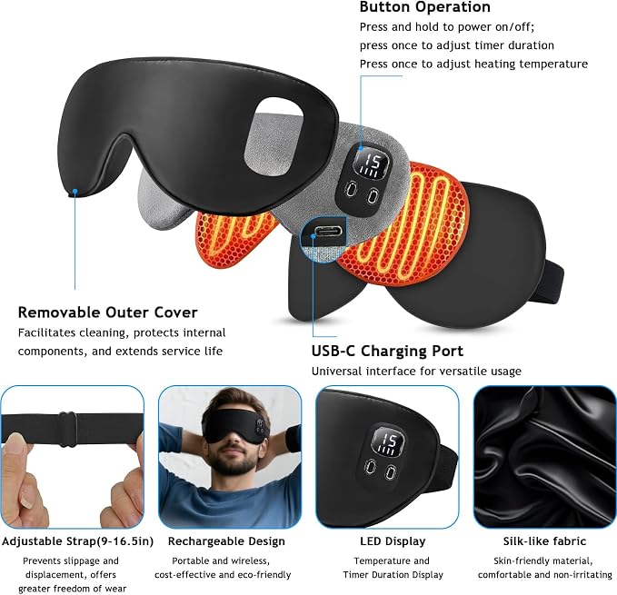 Cordless Heated Eye Mask, Rechargeable Sleep Mask - Image 5