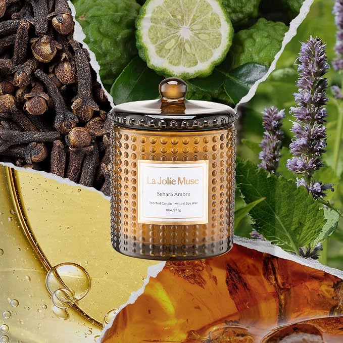 LA JOLIE MUSE Sahara Amber Scented Candle | Bergamot, Clove & Amber | 10 oz Soy - Image 2