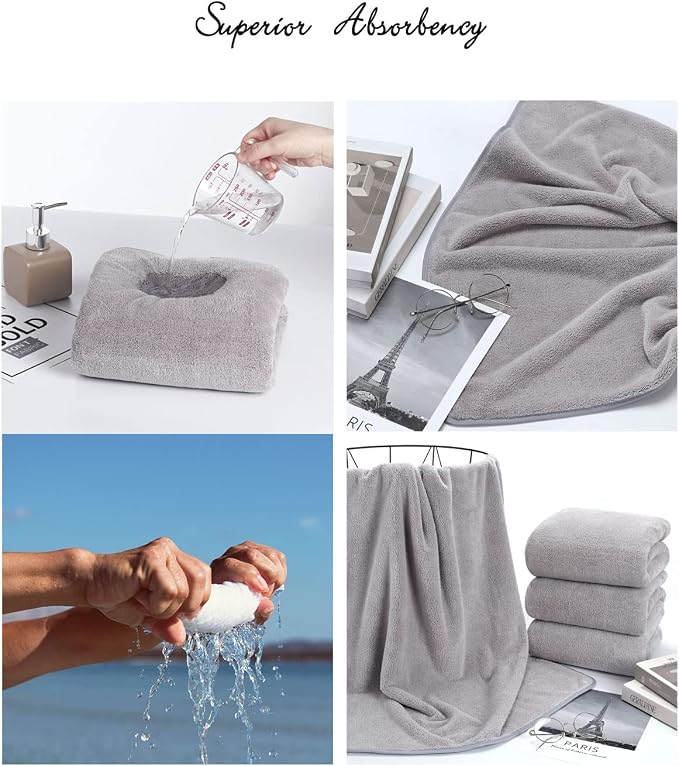 Lumimi Towels 3 Piece Very Soft Microfiber Bath Towel Set Super Absorbent Light - Image 6