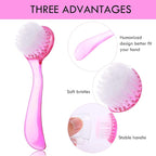3 Pieces Facial Cleansing Brush Acrylic Handle Face Scrubbers Soft Bristle - Image 7
