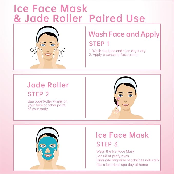 ZNÖCUETÖD Ice Face Facial Jade Roller and Ice Face Mask Cold Cooling Gel Mask - Image 6
