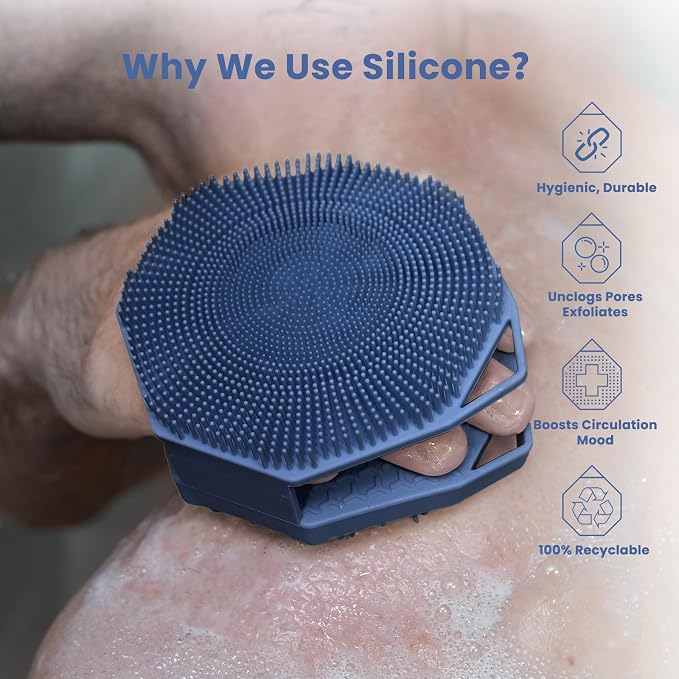 iTOKGOK® 2-in-1 Silver-Infused Silicone Body Scrubber, Double-Sided Design Body - Image 4