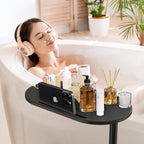 Bathtub Tray Table, Freestanding Bath Side Table Tub Tray Caddy, 3 Layer Bamboo - Image 7