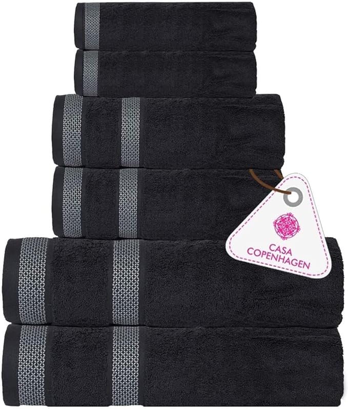 CASA COPENHAGEN Solitaire 6Pcs 100% Egyptian Cotton Large Designer Towels Gift by CASACOPENHAGEN