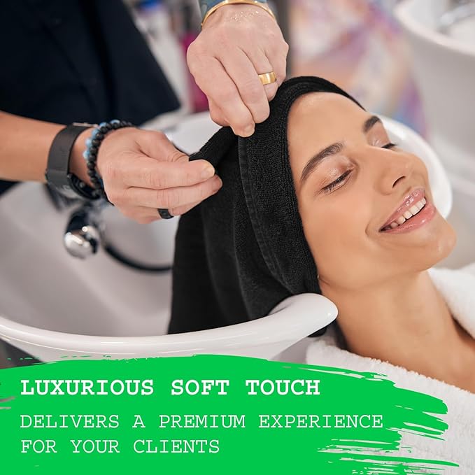 GREEN LIFESTYLE Black Microfiber Bleach Safe Towel Bulk Sets, Premium Spa - Image 3