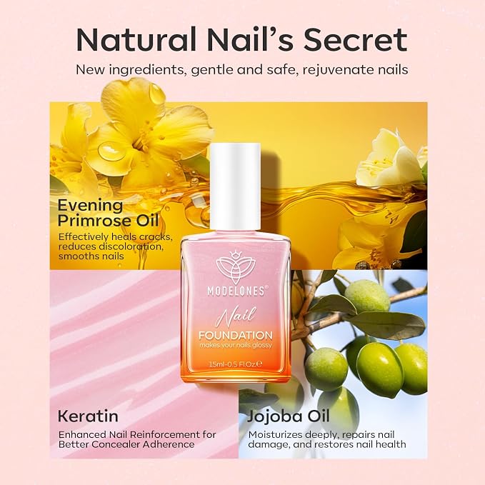 modelones Nail Strengthener, Sparkle Pink Nail Polish Nail Repair - Image 6