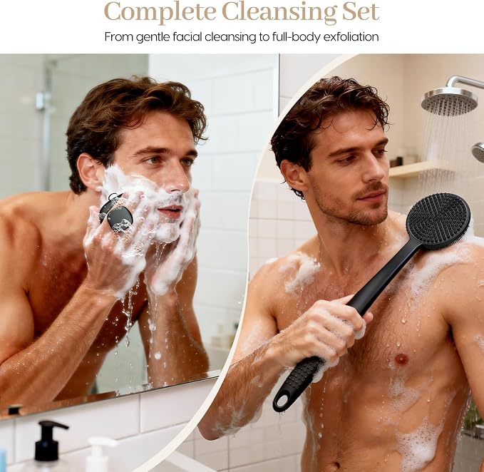 Back Scrubber for Shower & Face Scrubber, Soft Body & Facial Cleansing Scrubber - Image 2