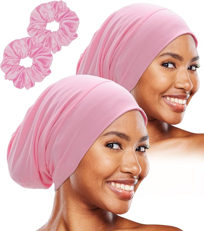 Sleep Cap Bonnet for Sleeping Black Women, Adjustable Cooling Ice Silk Lined by vidsel