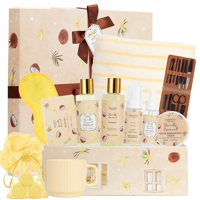 33 Pcs Coconut Vanilla Spa Gift Basket by SaintRoy