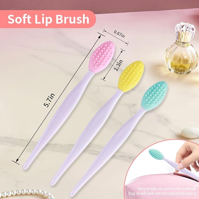 3 Pcs Lip Scrub Brush with Silicone Facial Cleansing Brush, Removing Blackhead - Image 8