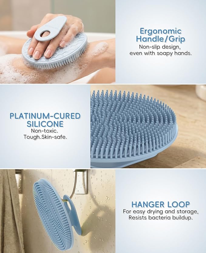 4 Pack Soft Silicone Shower Brush Body Wash Bath Exfoliating Skin Massage - Image 5