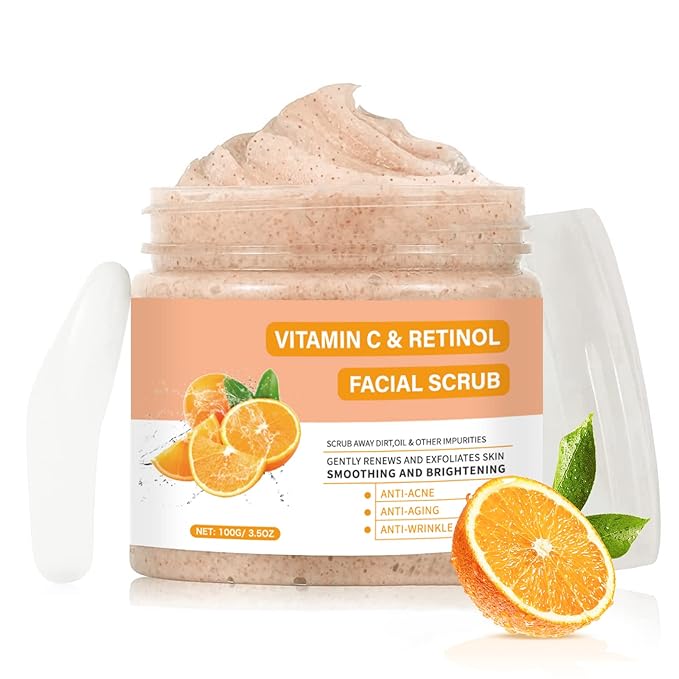 Vitamin C and Retinol Facial Scrub Face Scrubs Exfoliating Face Wash Vitamin C by YAFUSIPE