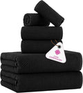 CASA COPENHAGEN EcoPop 6Pcs 100% Cotton Large Designer Towels Gift Set- Black by CASACOPENHAGEN