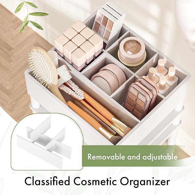 Amazer Bamboo Makeup Organizer Cart - Image 3