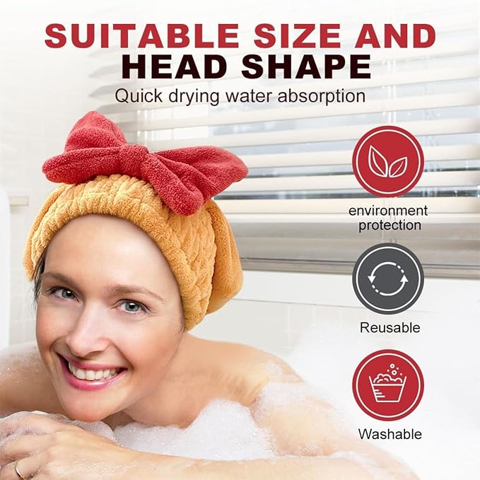 2Pcs Ultra Absorbent Hair Quick Drying Towel, Microfiber Hair Towel, Soft Bow - Image 6