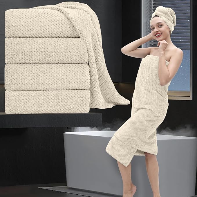 Extra Large Bath Towel Set of 4, Oversized Bath Sheet Super Soft Highly by MAGGEA