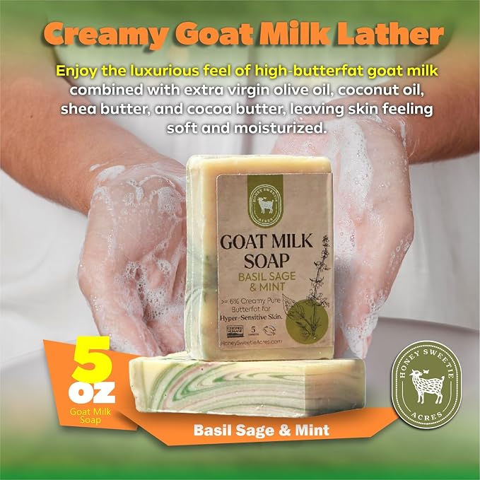 Honey Sweetie Acres Basil, Sage & MInt Goat Milk Soap - Image 3