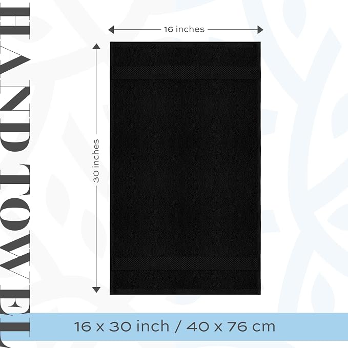White Classic Luxury Black Hand Towels - Image 4