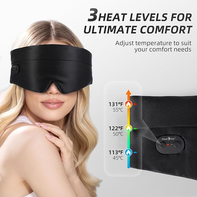 MUSICOZY Heated Eye Mask for Dry Eyes, Silk Warm Compress - Image 4