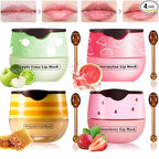 4 PCS Honey Lip Balm Pot, Honey & Strawberry & Watermelon & Apple Lime Lip Mask by Unknown