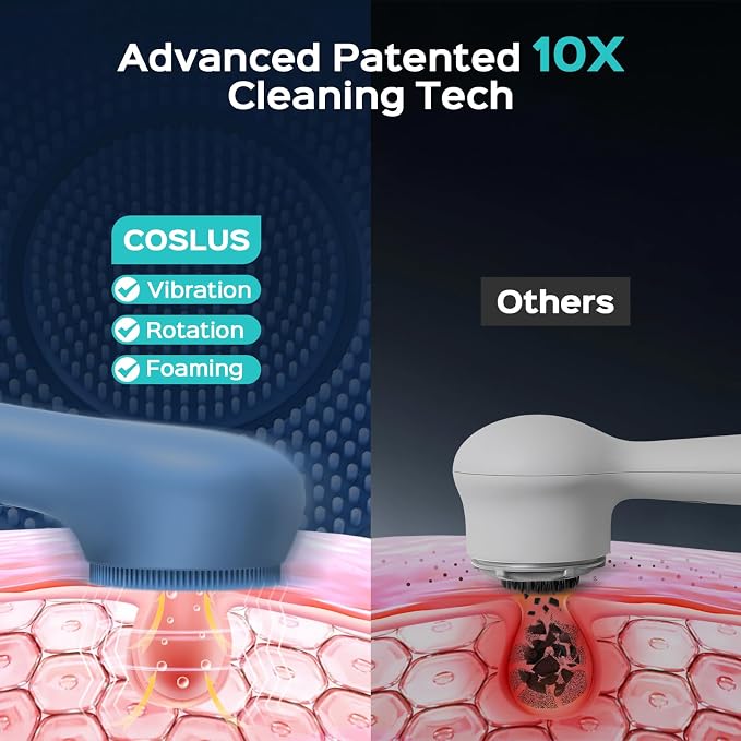 COSLUS FBS03 Face Scrubber Facial Cleansing Brush: 2 in 1 Spin and Vibration - Image 3