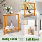 Bamboo Corner Shower Stool, 2-Tier Waterproof Shower Stool - Image 7