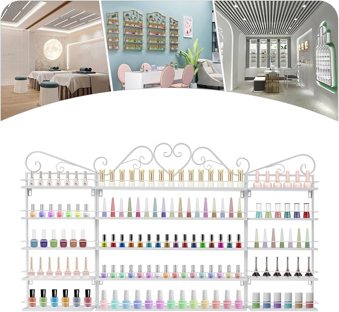 5 Tiers Wall-Mounted Nail Polish Storage Racks Metal Nail Polish Holder - Image 6