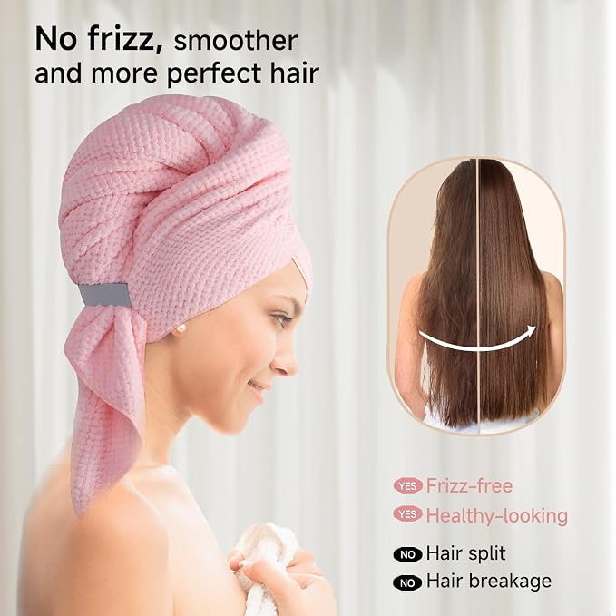 Microfiber Hair Towel Wrap for Women, Quick-Dry Turban, Ultra Absorbent & - Image 5