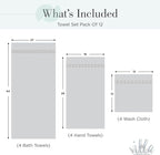 100% Cotton Bath Towel Set of 12-4 Bath Towels, 4 Hand Towels, 4 Wash Cloths - Image 2