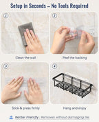 8 Pack Adhesive Rustproof Shower Shelves - Image 6