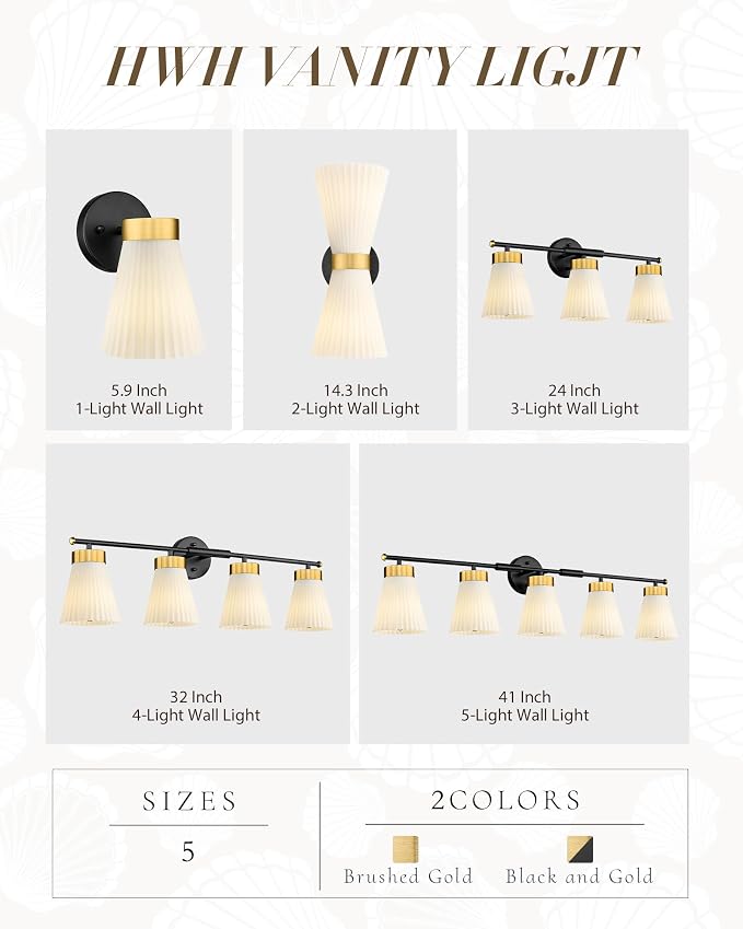 1-Light Bathroom Wall Sconce, HWH Black and Gold Wall Sconce - Image 7