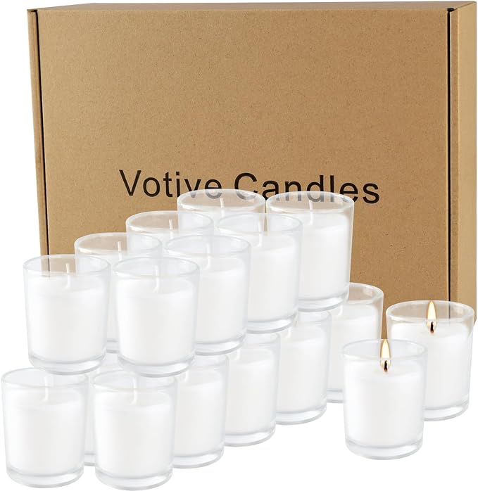 20 Pack White Unscented Glass Cup Candles - Image 6