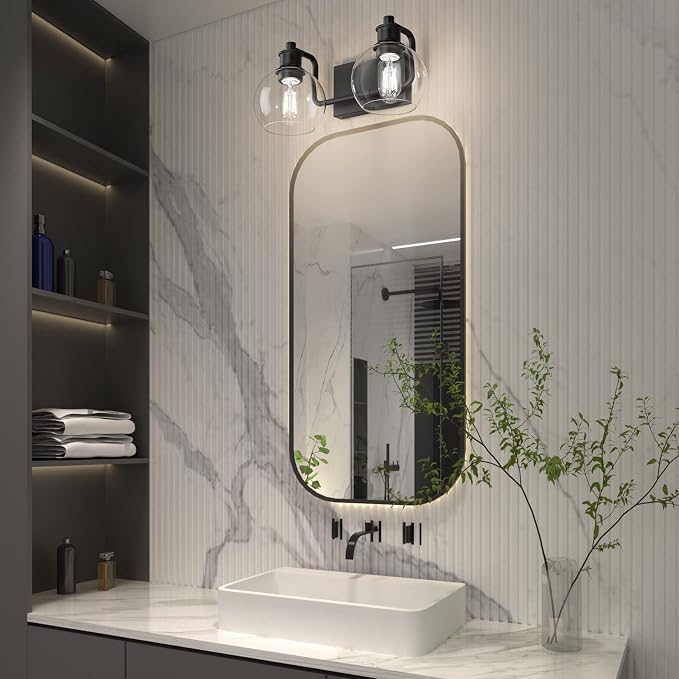 Tipace 2 Lights Industrial Bathroom Vanity Light Fixtures Over Mirror Black - Image 7